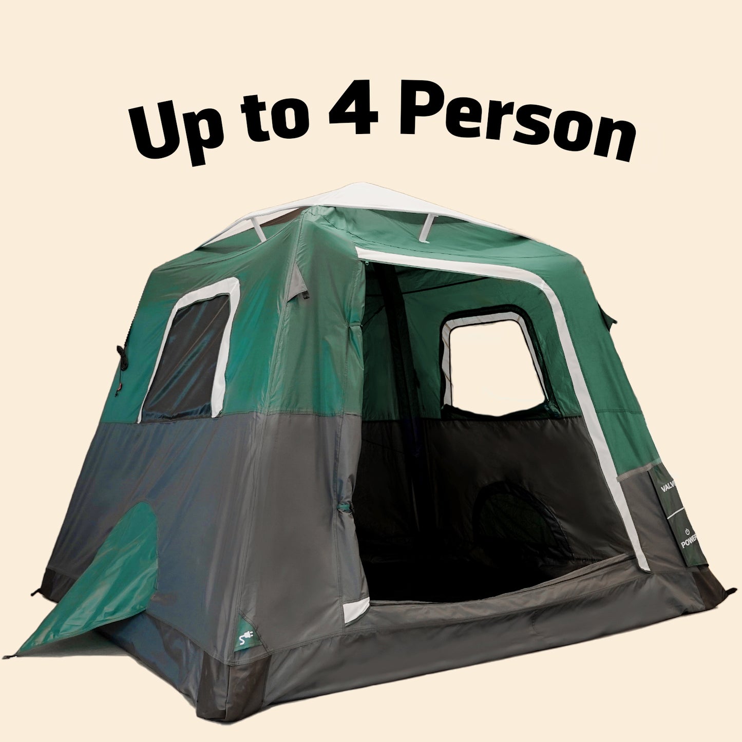 Small-Sized 2 Step Cabin Tent + FREE Camping Tarp (Up To 4 Person, EU)