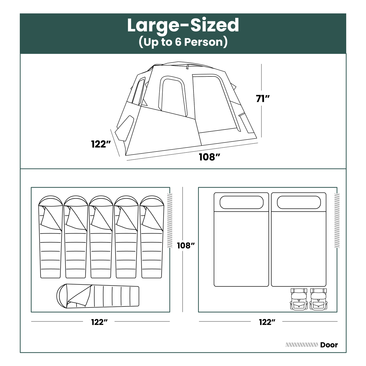 Large-Sized 2-Step Cabin Tent + FREE Camping Tarp (Up To 6 Person)