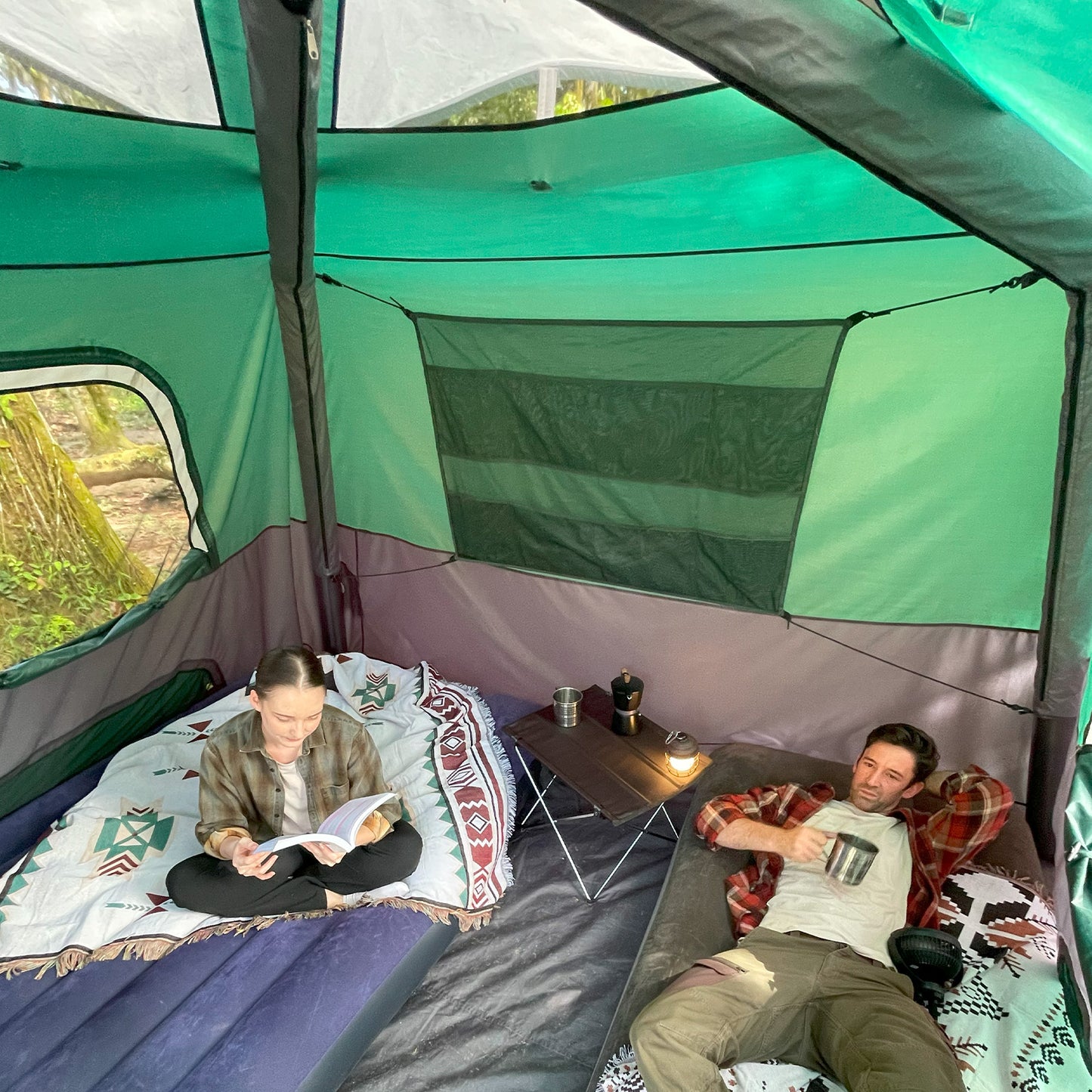 Small-Sized 2 Step Cabin Tent + FREE Camping Tarp (Up To 4 Person)