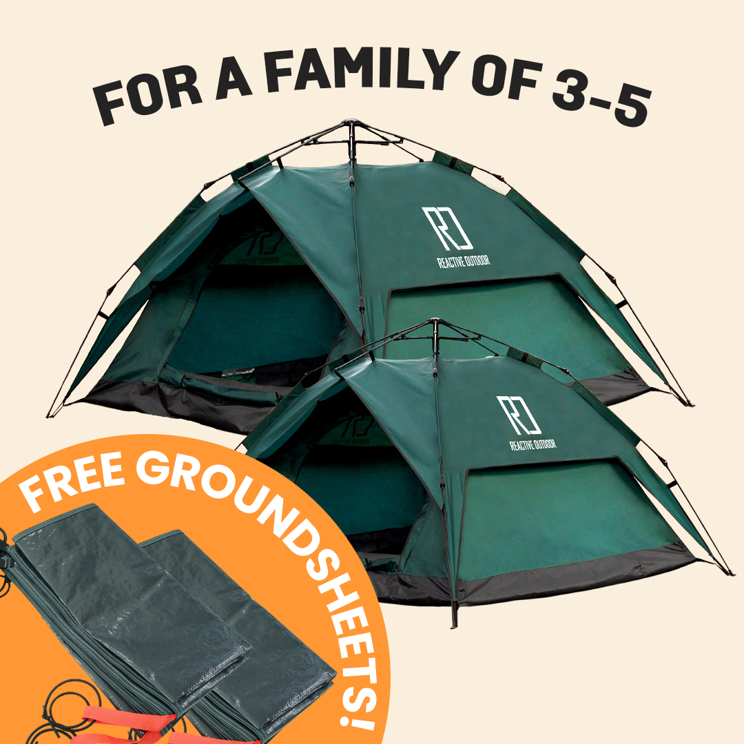 1 Small-Sized + 1 Large-Sized 3 Secs Tent + 2 FREE Groundsheets (Family Package, UK)