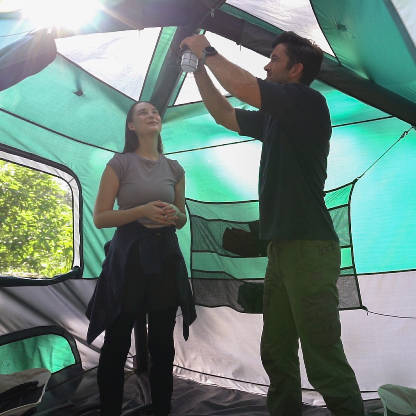 Small-Sized 2 Step Cabin Tent + FREE Camping Tarp (Up To 4 Person)